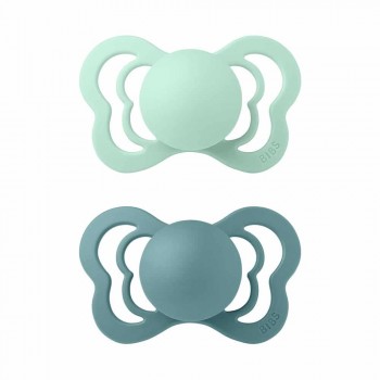 BIBS Couture anatomické cumlíky z prírodného kaučuku 2ks - veľkosť 1 Iron / Baby Blue