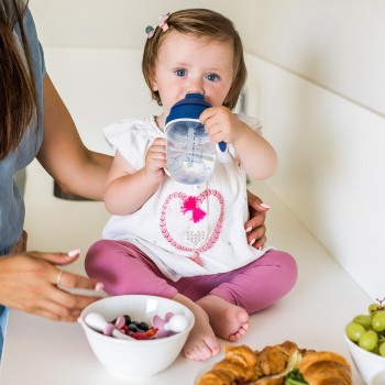 BABYONO Lyžička a vidlička s puzdrom ružová 12m+