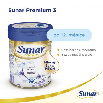 3x SUNAR Mlieko batoľacie Premium 3 700 g