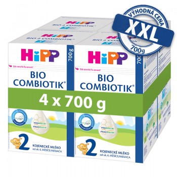 4x HiPP 2 BIO Combiotik pokračovacia mliečna dojčenská výživa , od uk. 6. mesiace, 700 g