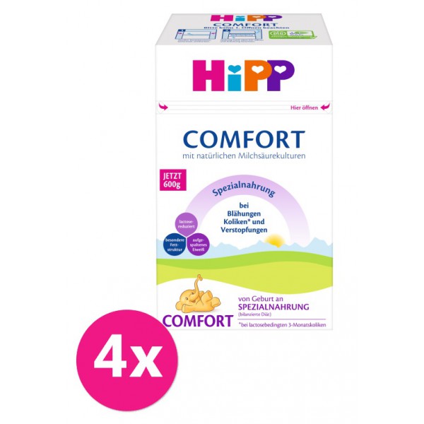 4x HiPP Comfort Špeciálna dojčenská výživa od narodenia, 600 g