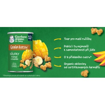 5x GERBER Organic chrumky s mangom a banánom 35 g​