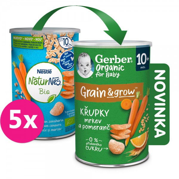 5x GERBER Organic chrumky s mrkvou a pomarančom 35 g​