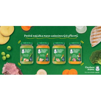 6x GERBER Organic detský príkrm mrkva a rajčiny s morčacím mäsom 190 g