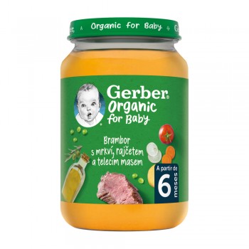 6x GERBER Organic detský príkrm zelenina s teľacím mäsom 190 g