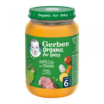 6x GERBER Organic detský príkrm zelenina s teľacím mäsom 190 g