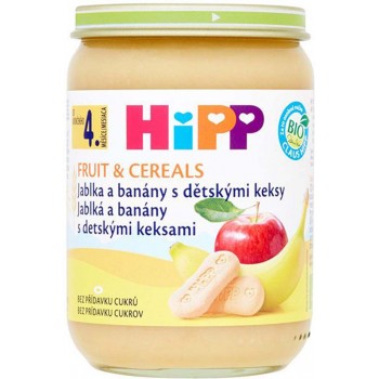 6x HiPP BIO Jablka a banány s dětskými keksy (190 g) - ovocný příkrm