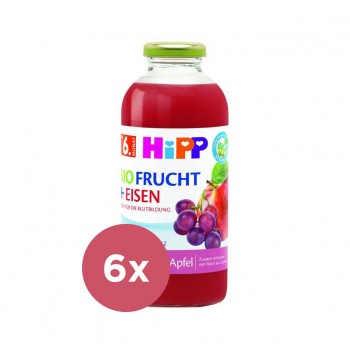 6x HiPP BIO Jablko a červené hrozno + železo od 6. mesiaca, 500 ml