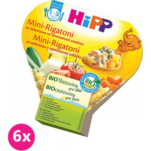 6x HiPP BIO Mini Rigatoni se zeleninou ve smetanové omáčce (250 g)