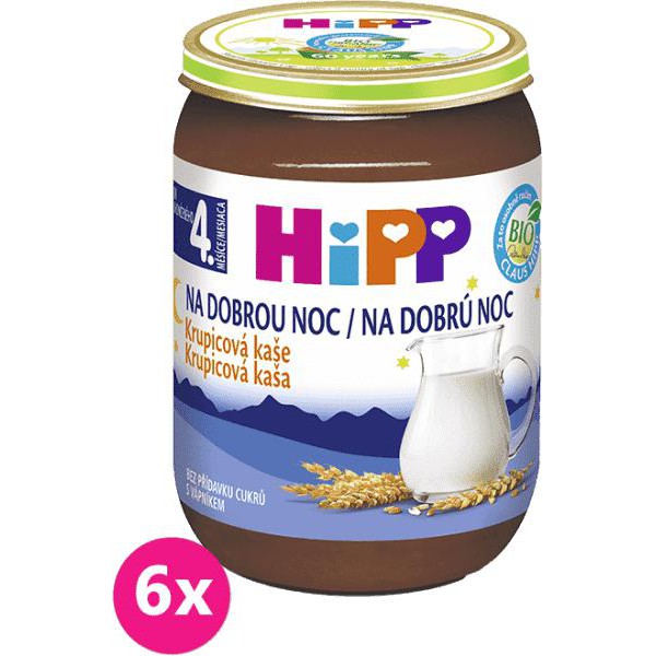 6x HiPP BIO Na dobrou noc krupicová (190 g) - mléčná kaše