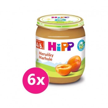 6x HiPP BIO Marhuľa (125 g) - ovocný príkrm