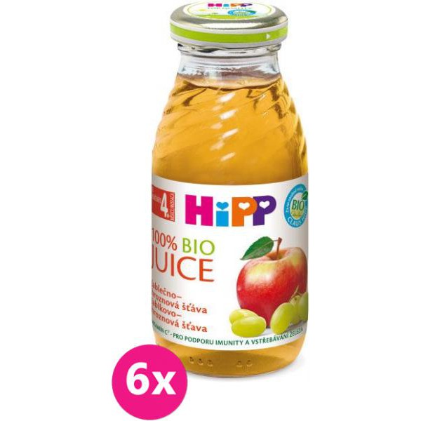 6x HiPP BIO Šťáva jablečno - hroznová (200 ml)