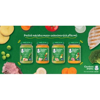 GERBER Organic detský príkrm brokolica s hráškom a morčacím mäsom 190 g