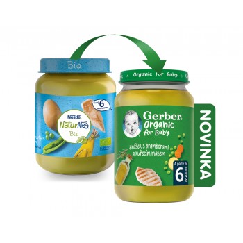 GERBER Organic detský príkrm hrášok so zemiakmi a kuracím mäsom 190 g​