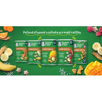 GERBER Organic chrumky s malinami a banánom 35 g​