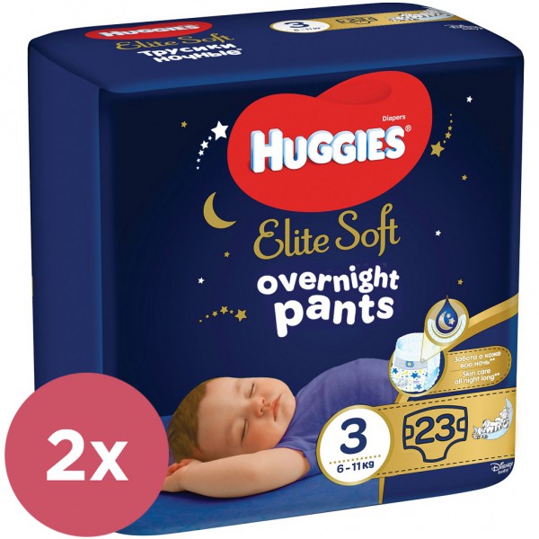 2x HUGGIES Elite Soft Pants OVN Nohavičky plienkové jednorazové 3 (6-11 kg) 23 ks
