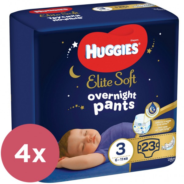 4x HUGGIES Elite Soft Pants OVN Nohavičky plienkové jednorazové 3 (6-11 kg) 23 ks