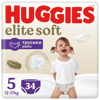 2x HUGGIES® Elite Soft Pants Nohavičky plienkové jednorázové 5 (12-17 kg) 34 ks