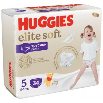 2x HUGGIES® Elite Soft Pants Nohavičky plienkové jednorázové 5 (12-17 kg) 34 ks