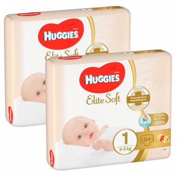 2x HUGGIES® Elite Soft Plienky jednorázové 1 (3-5 kg) 84 ks