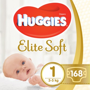 2x HUGGIES® Elite Soft Plienky jednorázové 1 (3-5 kg) 84 ks