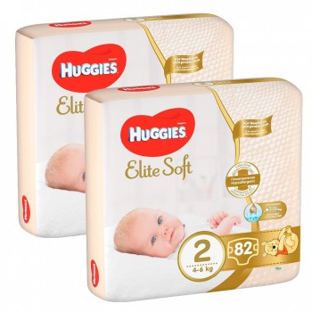 2x HUGGIES® Elite Soft Plienky jednorázové 2 (4-6 kg) 82 ks