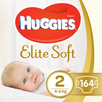 2x HUGGIES® Elite Soft Plienky jednorázové 2 (4-6 kg) 82 ks