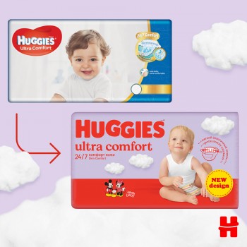 HUGGIES® Plienky jednorázové Ultra Comfort Mega 4 (7-18 kg) 66 ks