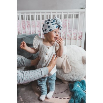 ENIE BABY Čiapka detská turban Blue circle dievča 9-12m