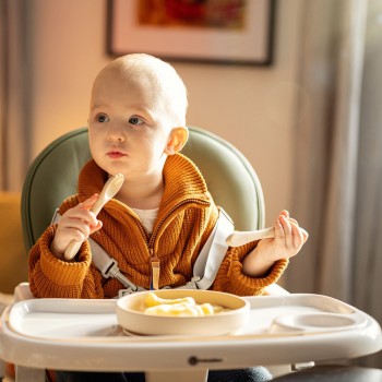 PETITE&MARS Poťah sedadla a podnos k detskej stoličke Gusto Beige Dandelions