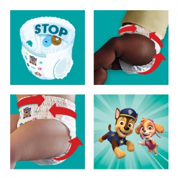 PAMPERS Plienky nohavičkové Active Baby Pants Paw Patrol veľ. 5 (12-17 kg) 66 ks