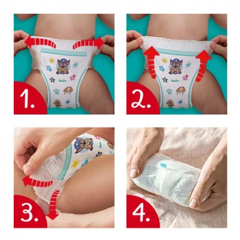 PAMPERS Plienky nohavičkové Active Baby Pants Paw Patrol veľ. 5 (12-17 kg) 66 ks