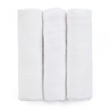PETITE&MARS Sada plienok bambusová mušelínová 3ks Moussy Total White, 68 x 68 cm