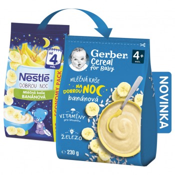 GERBER Kaša mliečna cereal banánová Dobrú noc 230 g