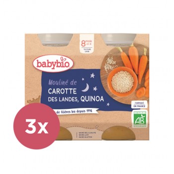 3x BABYBIO Večerné menu mrkvové Mouliné a quinoa 2x 200 g