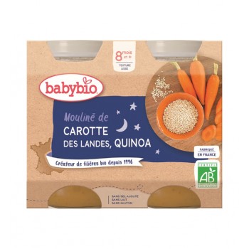 3x BABYBIO Večerné menu mrkvové Mouliné a quinoa 2x 200 g