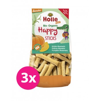 3x HOLLE Detské Bio Happy tyčinky tekvica-rozmarín, 100 g (3+)