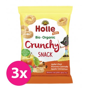 3x HOLLE Detské Bio Chrumky jablko, škorica, 25 g (3+)