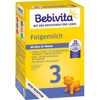 4x BEBIVITA Mlieko 3 Instantná pokračovacia mliečna výživa od uk. 9. mesiaca, 500 g