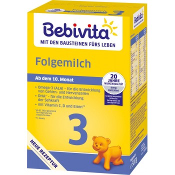 4x BEBIVITA Mlieko 3 Instantná pokračovacia mliečna výživa od uk. 9. mesiaca, 500 g