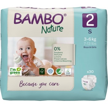 BAMBO Nature Plienky jednorazové 2 S (3-6 kg) 30 ks