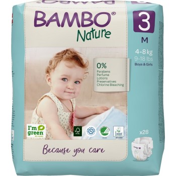 BAMBO Nature Plienky jednorazové 3 M (4-8 kg) 28 ks