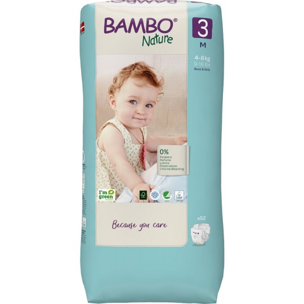 BAMBO Nature Plienky jednorazové 3 M (4-8 kg) 52 ks