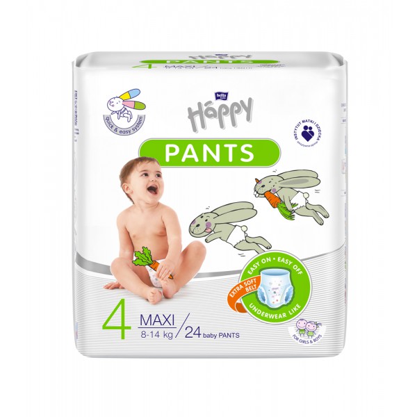 BELLA HAPPY Pants Nohavičky plienkové jednorazové 4 Maxi (8-14 kg) 24 ks