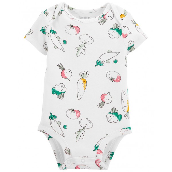 CARTER'S Body krátky rukáv Ivory Vegetables dievča 6m CARTER'S Body krátky rukáv Ivory Vegetables dievča 6m