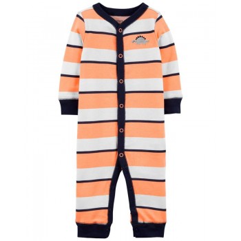 CARTER'S Overal bez nožičiek na cvoky Sleep and Play Orange Stripes chlapec NB/ veľ. 56