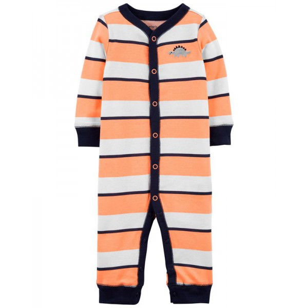 CARTER'S Overal bez nožičiek na cvoky Sleep and Play Orange Stripes chlapec NB/ veľ. 56
