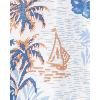 CARTER'S Overal bez nožičiek na cvoky Sleep&Play Blue Palm chlapec NB/ veľ. 56