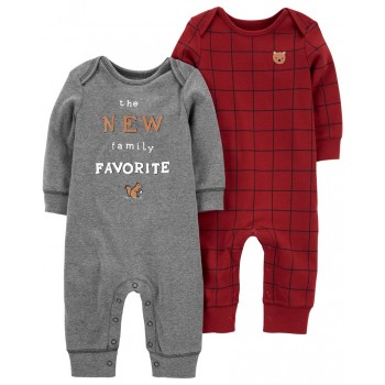 CARTER'S Overal bez nožičiek Red Grey chlapec LBB 2ks PRE /veľ.46