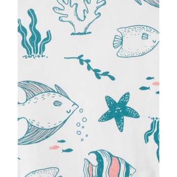 CARTER'S Set 2dielny body bez rukávov, overal letný kr. rukáv Ivory Ocean dievča LBB 6m